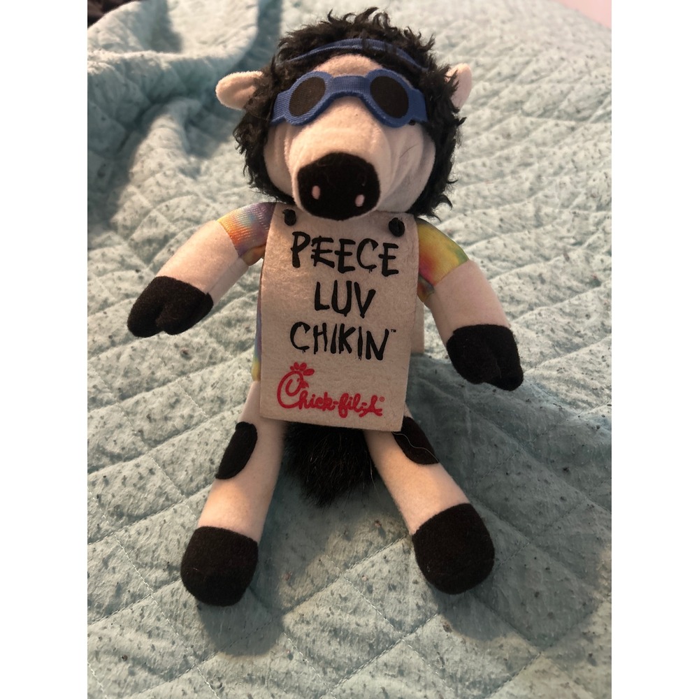 Chick-fil-A Plush Cow Peece Luv Chikin Tie Dye Hippie Mascot‎ 2009 Collectible